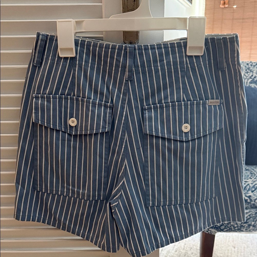 Brixton Navy and White Striped Women's Shorts
